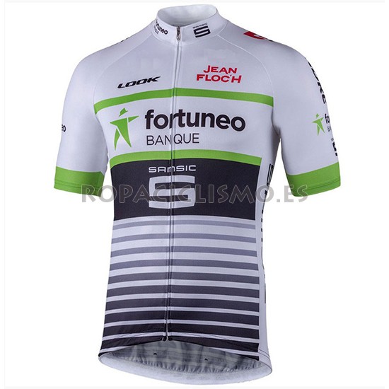 2018 Maillot Fortuneo Samsic Tirantes Mangas Cortas Blanco